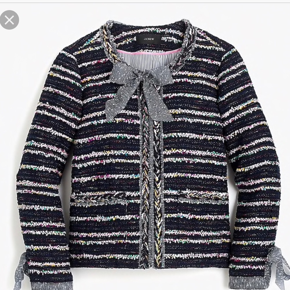 New j.crew lady tweed jacket with ties